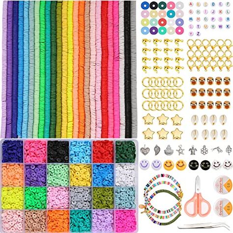 Flat Clay Beads, String Letters, Pulseras Kandi, Rainbow Loom Rubber Bands, Diy Jewellery Making, Diy Jewelry Making Bracelets, Beads Kit, Clay Bead Bracelets, Bracelets Making