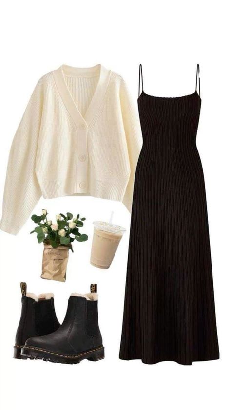 Outfit Ideas Mid Twenties, Long Dresses Casual Outfit Ideas, Modest Dress Up Outfits, Business Casual Women Dresses, Maxi Dress Outfit With Cardigan, Outfits For 5ft Women, Casual Black Outfits Summer, Modest Cool Outfits, Black And White Chic Outfit