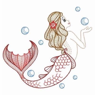 Vintage Mermaids, 9 Designs - 3 Sizes! | Products | SWAK   SWAKembroidery.com  Ace Points Embroidery Embroidery Tea Towels, Mermaid Embroidery Designs, Mermaid Christmas Ornaments, Quick Embroidery, Knot Stitch, Mermaid Embroidery, French Knot Stitch, Vintage Embroidery Transfers, Crewel Embroidery Patterns