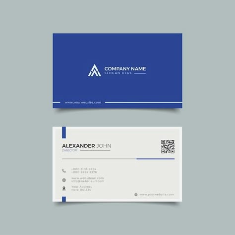 Blue And White Business Cards, Corporate Name Card Design, Simple Modern Business Cards, Corporate Name Card, Business Card Design Corporate, Business Card Company, Business Card Corporate, Blue Name Card, Name Card Design Business