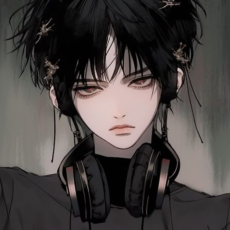 Anime boy, anime boy icon, Aesthetic icon, Aesthetic boy icon, 8k, 4k, high quality icon, gothic girl icon, 90s anime, retro anime Goth Anime Characters, Goth Anime, Anime Goth, Anime Artist, Pfps Anime, Arte Grunge, Gothic Anime, Anime Drawings Boy, Anime Pfps