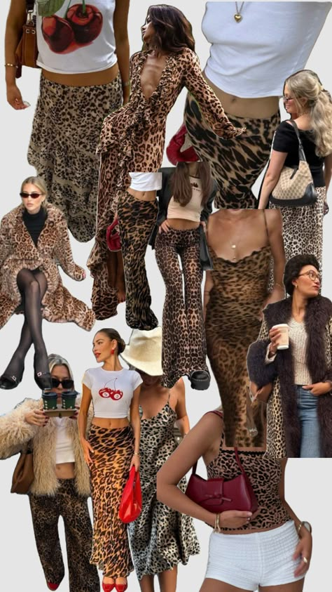 Leopard print is a neutral New Years Eve Outfits Leopard Print, Leopard Print Clothes Aesthetic, Classy Leopard Outfit, Animal Print Night Outfit, Animal Print Going Out Outfit, Fall Leopard Outfits, Leopard Aesthetic Outfit, Leopard Outfit 2024, Y2k Animal Print Outfit