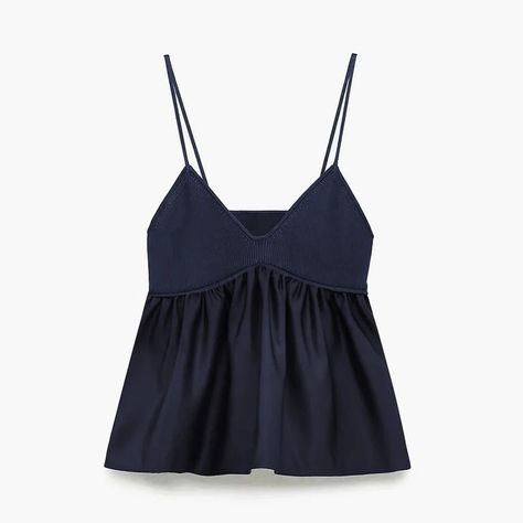 Ruffle Crop Cami Top Crop Cami Top, Summer Wishlist, Fit Clothes, Middle Age Fashion, Clothes Wishlist, Fits Clothes, Stockholm Style, Blue Crop Tops, Plain Style