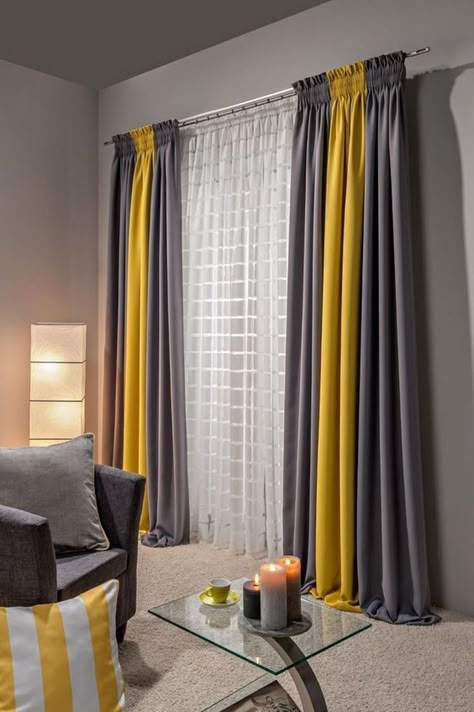 Luxury Curtains For Living Room With Modern Touch 27 बेडरूम डिजाइन, Room Decor Curtains, Luxury Curtains, Curtains Ideas, Yellow Living Room, Living Room Decor Curtains, Grey Curtains, Modern Curtains, Curtains Living