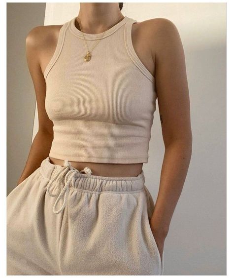 Nude Outfits, Lounge Outfit, Pastel Outfit, Beige Outfit, Tank Top Outfits, Comfy Clothes, Beige Aesthetic, Mode Inspo, Moda Vintage