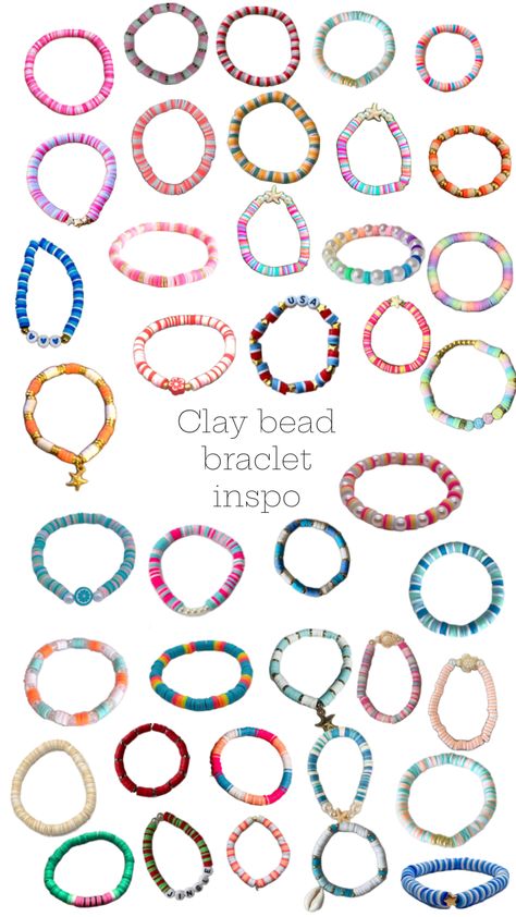 Clay bead braclet inspo Cute Clay Bead Bracelet Ideas Easy, Clay Bead Bracelet And Necklace Ideas, Clay Bracelet Ideas Y2k, Diy Clay Bead Bracelet, Braclets Ideas Clay Beads Easy, Clay Bead Keychain Ideas, Clay Bead Combos, Clay Bead Bracelet Ideas Aesthetic, Clay Bead Inspo