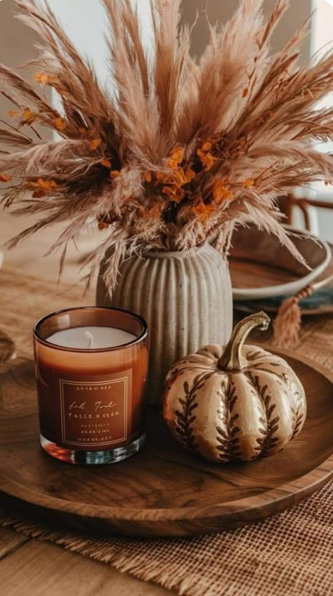 Dining Room Fall Table Decor, Autumn Dining Table Decor, Fall Round Table Centerpieces, Pink And Orange Fall Decor, Living Room Fall Decorations, Round Table Fall Decor, Fall Decor Minimalist, Fall Decor 2024 Trends, Fall Island Centerpiece Ideas