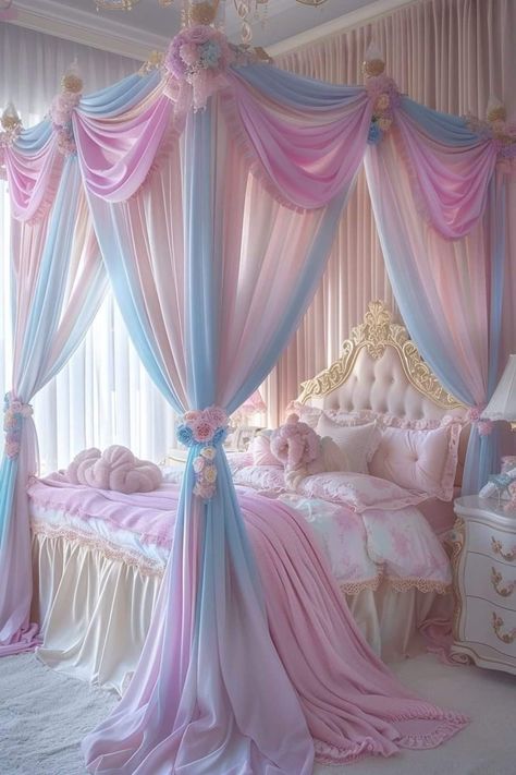 Girls Bed With Canopy, Bed With Canopy, Magical Bedroom, Canopy Ideas, Girls Bed, Royal Bedroom, Princess Room Decor, Elegant Girls, Chic Bedrooms