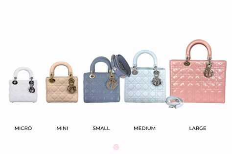 Lady Dior size comparison Small Dior Bag, Dior Mini Lady Dior Bag, Lady Dior Bag Sizes, Small Lady Dior Bag Outfit, Lady Dior Bag Outfit, Tas Dior, Dior Bag Outfit, Micro Lady Dior, Lady Dior Bags