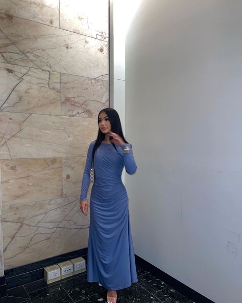 Modest Maxi Dress Summer, Modest Fashion Shein, Dresses Shein Outfits, Modest Shein Dresses, Church Formal Dress, Modest Dresses Summer, Shein Blue Dress, Modest Elegant Dress, Classy Maxi Dress Summer