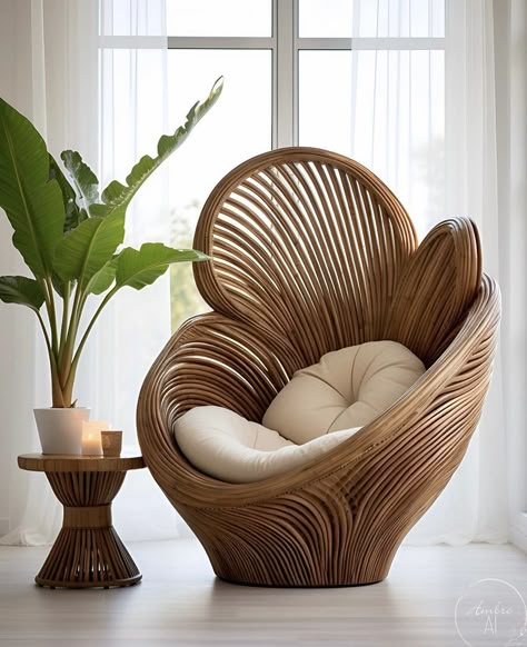 Wood Furniture Design, Home N Decor, Wicker Chair, Dream House Decor, Dream Home Design, Dekorasi Rumah, Chair Design, Home Inspo, Bedroom Interior