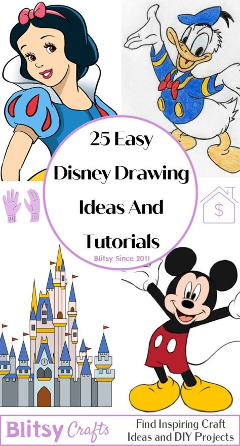 Easy How To Draw Disney Characters, Disney Art Drawings Easy Step By Step, Cute Easy Drawing Ideas Cartoon Characters, Easy Disney Drawing, Easy Disney Characters To Draw, Disney Character Sketches Easy, How To Draw Cartoons Step By Step, Cute Disney Drawings Easy, Simple Cartoon Characters To Draw