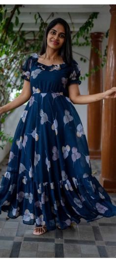 Floral Frocks Designs For Women, Gowns Models For Stitching, Long Frocks Different Models, Organza Maxi Dress Gowns, Crape Long Frocks For Women, Latest New Model Long Frocks, Long Dress Stitching Ideas, Stitching Ideas For Frock, Long Frocks For Women Design