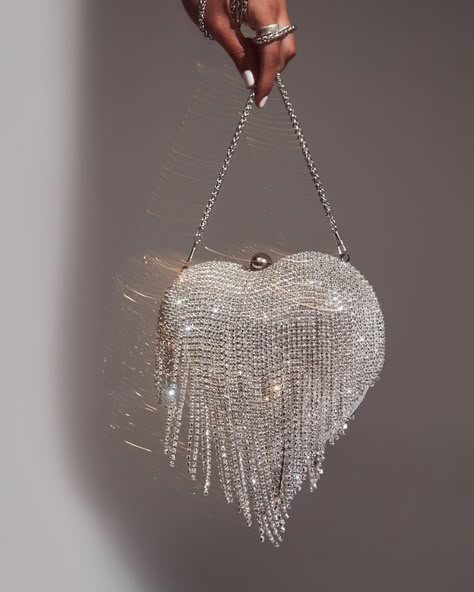 Heart shaped rhinstone tassel purse evening clutch party purse Classy Clutch Purses, Silver Clutch Bag Prom Purses, Silver Prom Purse, Prom Bags Clutches Silver, Silver Bag Prom, Silver Clutch Purse Prom, Silver Prom Bag, Homecoming Purse, Prom Bags Clutches