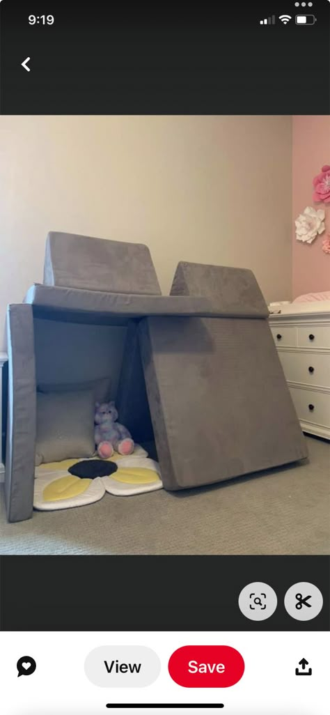 1 Nugget Configurations Slide, 1 Nugget Fort Ideas, Nugget Tent Build, Nugget Couch In Playroom, Nugget Couch Tent, Joey Play Couch Builds, Nugget Tent Ideas, Castle Nugget Build, Nugget With Slide