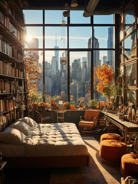 Apartamento New York, New Yorker Loft, Appartement New York, Loft Aesthetic, New York Bedroom, Ny Loft, Loft Inspiration, Spring Interiors, Industrial Apartment