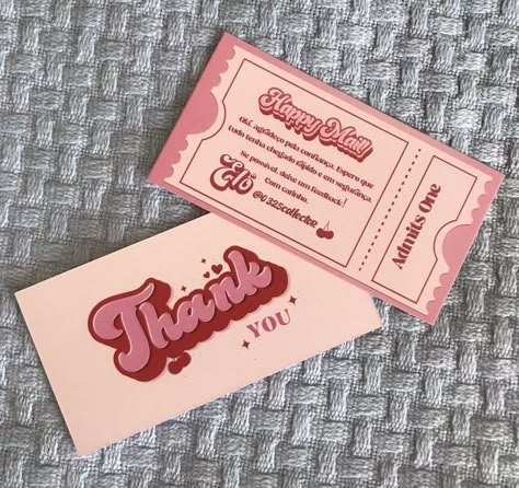 Girly Packaging Ideas, Small Business Cards Design, Business Card Design Aesthetic, Cute Business Cards Templates, Bd Card Ideas Aesthetic, Aesthetic Packaging Ideas Business, Coquette Business Card, Thank You デザイン, Cute Business Card Ideas