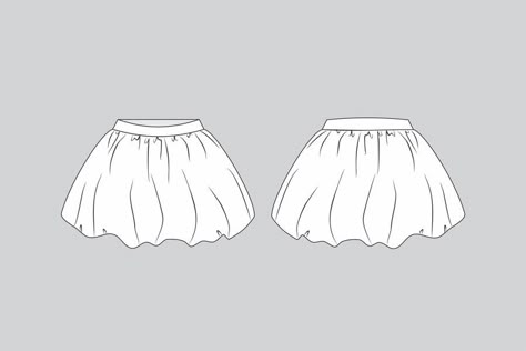 Premium Vector | Balloon skirt balloon skirt draw balloon skirt template Bubble Skirt Drawing, Skirt Physics Drawing, Pleated Skirt Sketch, Technical Drawing Skirt, Skirt Technical Drawing, Skirt Template, Drawing Skirt, Fish Skirt, Ethereal Clothing