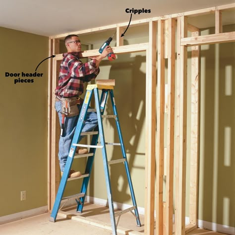 How to Build a Wall to Wall Closet: Store More Stuff in a Closet with Doors | The Family Handyman Framing A Closet, Simple Bookcase, Make A Closet, Closet Build, Closet Built Ins, Wall Shelving, Build A Wall, Build A Closet, Wall Closet