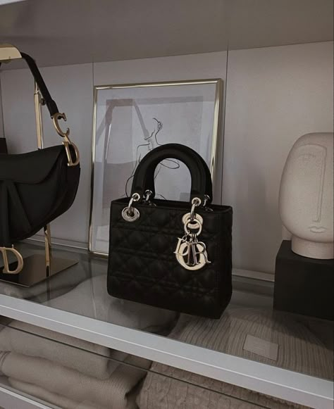 Miss Lady Dior Bag, Lady Dior Black Bag, Aesthetic Black Handbag, Dior Handbags Aesthetic, Black Designer Bag Aesthetic, Dior 2023 Bag, Black Dior Aesthetic, Dior Aesthetic Bag, Designer Shopping Bags Aesthetic