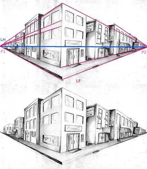 Drawings Of Buildings, Perspective Sketch, Architecture Drawing Sketchbooks, Easy Drawing Steps, Perspective Drawing Architecture, Perspective Drawing Lessons, Architecture Drawing Plan, Desain Buklet, Drawing Architecture