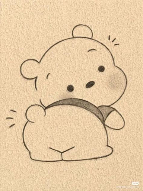 Winnie The Pooh Drawing, Easy Cartoon, Easy Cartoon Drawings, Cute Easy Doodles, Easy Love Drawings, Easy Doodle, Cute Sketches, Easy Doodles, Easy Doodle Art