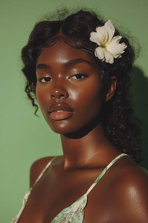 Portrait Styles Photography, Dark Skinned Models Woman, Earth Tones Photography, Natural Earthy Makeup Look, Women’s Faces, Dark Skin Photography, Black Woman Reference Photo, Face Reference Black, Di Instagram Model