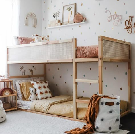 Roll Out Bed, Kids Room Bunk Beds, Ikea Kura Hack, Shared Girls Room, Ikea Kura Bed, Kura Bed, Shared Kids Room, Ikea Kura, Bunk Bed Designs