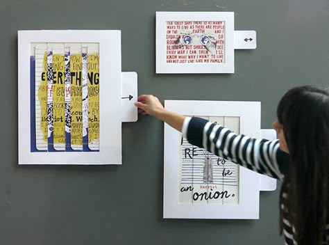 Movable paper film posters including illustrations and hand-drawn type advertising the film Harriet the Spy. Harriet Movie, Type Advertising, Moving Poster, Interactive Poster, Harriet The Spy, Interaktives Design, معرض فني, Interactive Exhibition, Hand Drawn Type