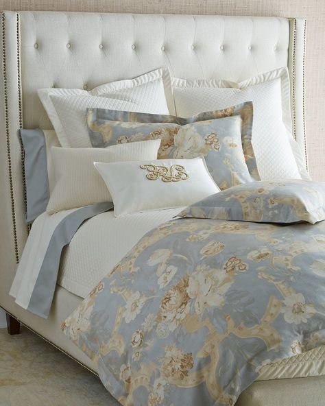 Pin for Later: Revive Your Bedroom by Updating This 1 Thing  Floral Duvet Cover ($430) Modern French Rococo Bedroom, Blue Bedroom Color Schemes, Aesthetic Bedsheets, French Bedroom Design, Rococo Room, French Rococo Bedroom, Duvet Cover Ideas, Bedding Patterns, Rococo Bedroom