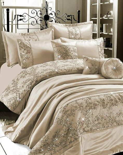 EHD Gigi Embroidered Diamante Style Luxurious Duvet Cover Sets Bedding Sets (Silver, Double Duvet Set) : Amazon.co.uk: Home & Kitchen Luxury Bedspreads, Silk Duvet, Embroidered Duvet Cover, Super King Duvet Covers, Square Cushion Cover, Beautiful Beds, Art Deco Bedroom, King Size Duvet Covers, Beige Bedroom