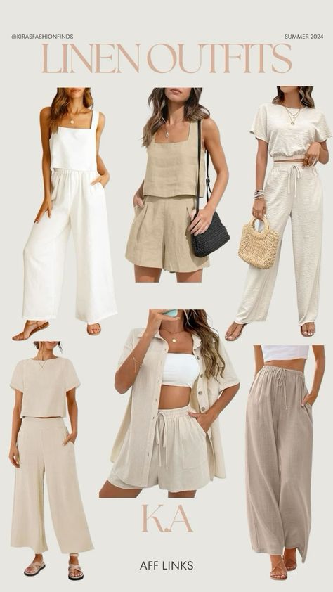 Stylish Linen Outfits, Chic Linen Outfits, Stylish Beach Outfits, Linen Sets Outfit, Modest Beach Outfits Women, Linen Outfits For Women Classy, Linen Beach Outfits, Linen Clothes For Women Classy, Linen Set Women