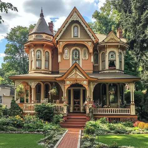 Step back in time with this stunning Victorian charmer! ✨ The intricate details, vibrant colors, and charming porch make it a true fairytale home. 🏡 #victorianhouse #historichome #architecture #dreamhome #homegoals #vintage #charleston Ornate Victorian Houses, Bright Victorian House, Victorian Buildings Architecture, Vintage Homes Exterior, Vintage House Outside, Old Victorian Homes Exterior, House Exterior With Porch, Old Architecture House, Colorful Victorian House