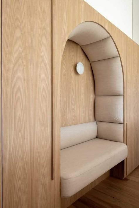 Niche Seating Design, Wall Bench Design, Bench Seat Built In, Wall Booth Seating, Built In Bench In Bathroom, Built In Lounge Seating, Wall Seating Design, Built In Nook Seating, Wall Padding Design