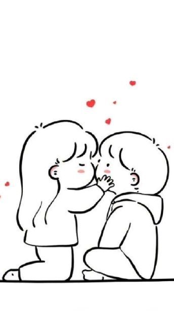 Drawing Couples Cute, Cute Couple Simple Drawing, Cute In Love Drawings, Cute Drawing For Couples, Sweet Doodles For Him, Cute Couples Drawings Easy, Cute Couple Drawings Ideas, Valentines Day Cute Drawings, How To Draw A Couple