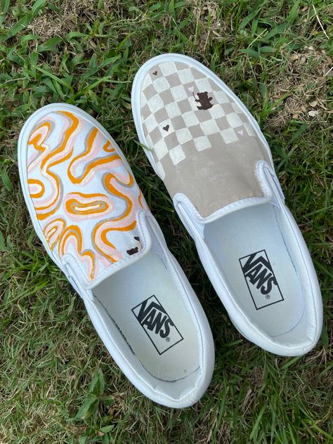 a brief shoe history - these vans were my wedding day shoes! the day was extremely rainy and the mud stained the shoes. painting them gives them new life and makes a special clothing item even more special! #custom #shoes #diyproject #diyideas #painting #paint #paintingartideas #diy Vans Diy Painted, Shoe History, Wedding Day Shoes, Vans Painted, Shoes Painting, Day Van, Crafts Painting, Special Clothes, Diy Deco