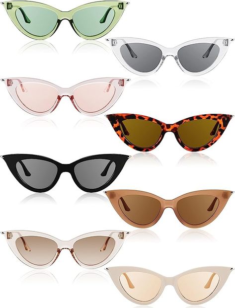 Amazon.com: Leinuosen 8 Pairs Retro Cat Eye Sunglasses Vintage Sunglasses Colorful Women Sunglasses Trendy Sunglasses for Party (Mixed Colors) : Clothing, Shoes & Jewelry Sunglasses For Diamond Face Shape, Sunglasses For Party, Deck The Palms, Cat Eye Sunglasses Vintage, Sunglasses Colorful, Salty Blonde, Diamond Face Shape, Kid Parties, Diamond Face