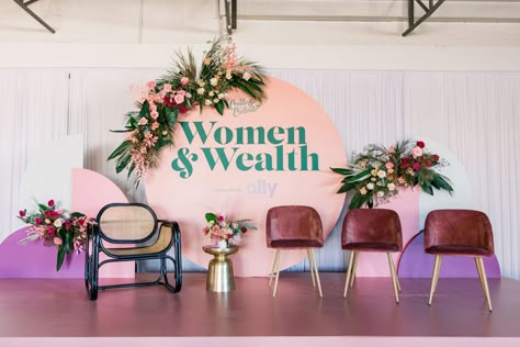 Event Conference Design, Women’s Conference, Lounge Seating Design, Launch Event Ideas, Ladies Brunch, Corporate Events Decoration, Conference Ideas, Women's Conference, Corporate Event Design