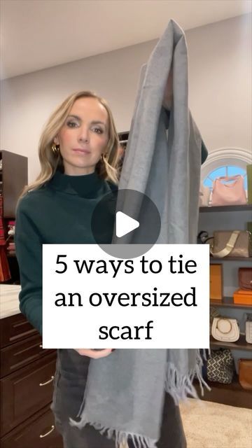 Merrick White / Style Educator on Instagram: "5 ways to style an oversized scarf…which way is your favorite? Tell me! 👇🏼👇🏼 I think it’s #1 for me 🤩 All of these ways, plus some ideas for adding a scarf to your outfit are on MERRICKSART.com today! Comment below with the word LINK and I’ll send you a DM with links with this outfit and scarf (which is under $20 and SOOO soft), and a link to the blog post! #merricktacklestrends" Winter Scarf Wrap, Styling Scarves Winter, How To Style Cashmere Scarf, How To Wear A Blanket Scarf With A Dress, How To Wear A Spring Scarf, How To Style Oversized Scarf, Different Ways To Tie A Scarf Around Your Neck, Winter Scarf Tying Tutorials, How To Wear Long Scarves