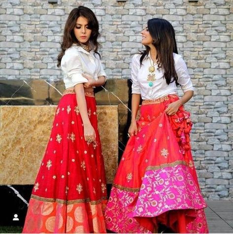 831c2f88a604a07ca94314b56a4921b8desc41562184ri Crop Top Lehenga, Brocade Skirt, Mehendi Outfits, Indian Outfits Lehenga, Lehnga Dress, Lehenga Blouse Designs, Long Skirt Outfits, Lehenga Skirt, Half Saree Designs