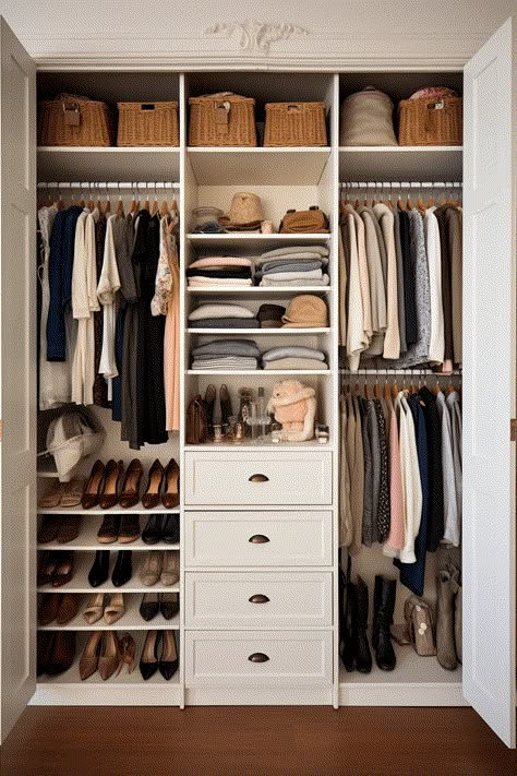 Small Closet Design, Wardrobe Shelving, Built In Wardrobes, Bedroom Built In Wardrobe, Dressing Room Closet, Wardrobe Interior, Closet Design Layout, Wardrobe Organisation, Closet Renovation