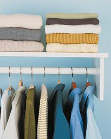 Many garments look their best when hung on proper hangers in closets  that aren't overcrowded. Other clothes benefit from being neatly folded. Closet Organisation, Coat Closet Organization, Martha Stewart Home, Clothes Closet Organization, Closet Renovation, Clothes Life Hacks, Drawer Space, Laundry Tips, Coat Closet