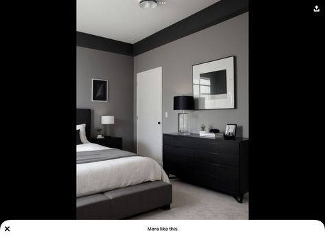 Contemporary Minimalist Bedroom, Black Furniture Bedroom, Gray Bedroom Design, Black White And Grey Bedroom, Bedroom Wall Color, Black And Grey Bedroom, Light Gray Bedroom, Grey Bedroom Design, Gray Bedroom Walls