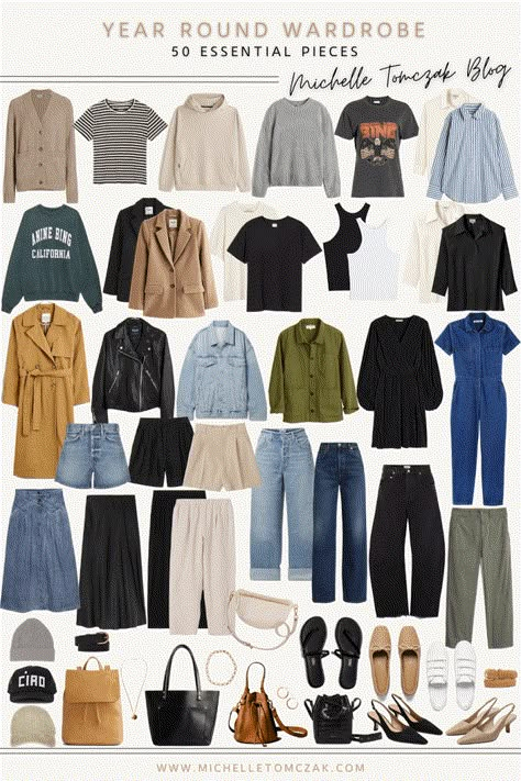 Year Round Capsule Wardrobe 2024, Capsule Wardrobe All Year Round, Classic Wardrobe Shoes, Urban Capsule Wardrobe, Alt Wardrobe Essentials, Digital Nomad Capsule Wardrobe, Versatile Wardrobe Pieces, Graphic Tee Capsule Wardrobe, Tim Gunn Wardrobe Essentials