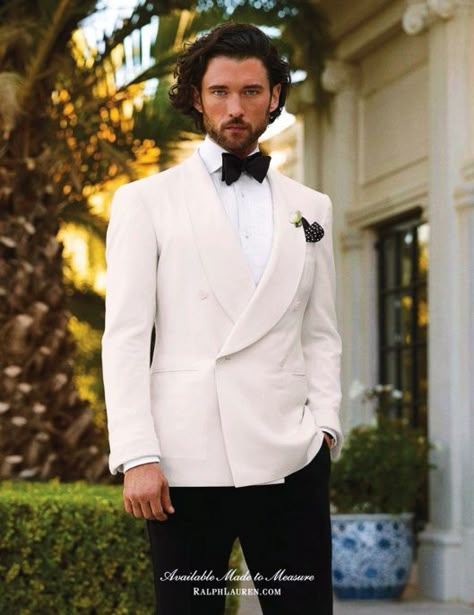 Ralph Lauren Purple Label Menswear Spring-Summer 2013 Ad Campaign Glamour Boys Men's Tuxedo Wedding, Ivory Tuxedo, Prom Blazers, White Tux, Wedding Tux, Groom Wedding Attire, Groom Tuxedo, White Tuxedo, Dinner Jacket