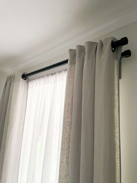 Linen Curtains Bedroom, Minimalist Curtains, Neutral Curtains, Brown Curtains, Living Room Curtain, Beige Curtains, Linen Curtain Panels, Layered Curtains, Curtain Inspiration