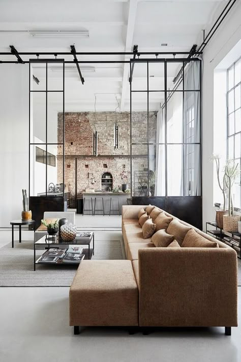 A Bright Industrial Loft Decorated With House Doctor's Spring/Summer Collection 3 Industrial Loft Design, Industrial Apartment, Industrial Home Design, Loft Interior Design, New York Loft, Loft Interior, Interior Design Per La Casa, Industrial Livingroom, Loft Interiors