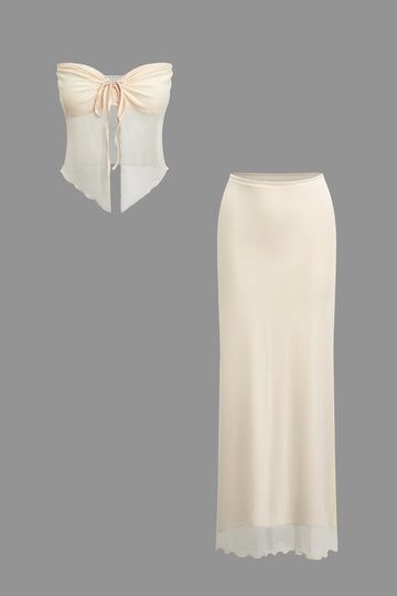 Elegant Flowy Skirt By H&m, White Fitted Long Skirt Set, Beige Fitted Asymmetrical Maxi Skirt, White Two-piece Mini Skirt, Maxi Skirt Set, Beige Skirt, Skirt And Top Set, Long Maxi Skirts, Skirt Design