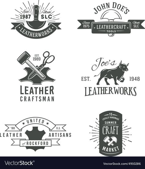 Tool Labels, Logo Design Inspiration Vintage, Library Logo, Clean Logo, Craft Logo, Carpentry Tools, Portfolio Book, Typo Logo, Leather Artisan