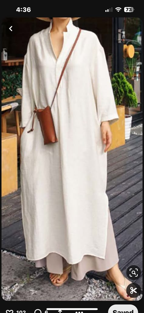 Linen Style Fashion, Mode Kimono, Casual Indian Fashion, Mode Abaya, Linen Fashion, Modesty Fashion, Cotton Clothes, Muslim Fashion Outfits, Muslimah Fashion Outfits